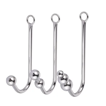 Edelstahl Anal Haken mit Anal Perlen Loch Anal Haken Metall Butt Plug Anal Sex Spielzeug Erwachsene Produkt Kein Vibrator für männer homosexuell
