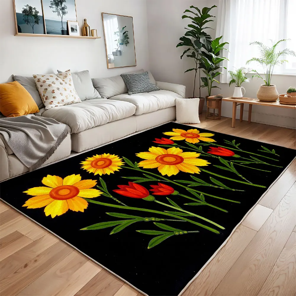 

Floral & Butterfly Area Rug for Living Room Bedroom Soft Non-Slip Floor Mat