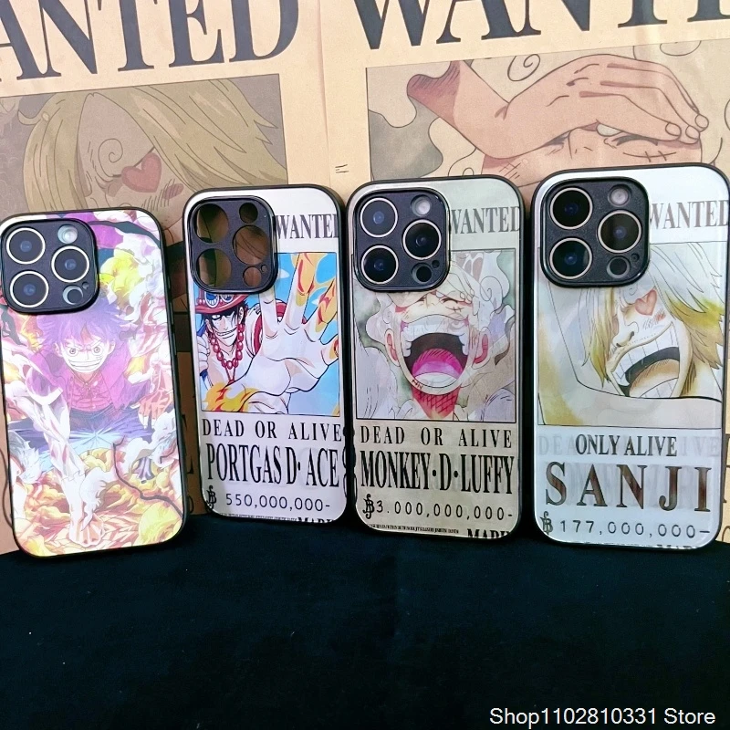 Funda de teléfono Luffy NIKA de una pieza con rejilla 3D para iPhone 11 12 13 14 15 16 17 Pro Max Plus Mini Air XR Ace Sanji cubierta a prueba de golpes