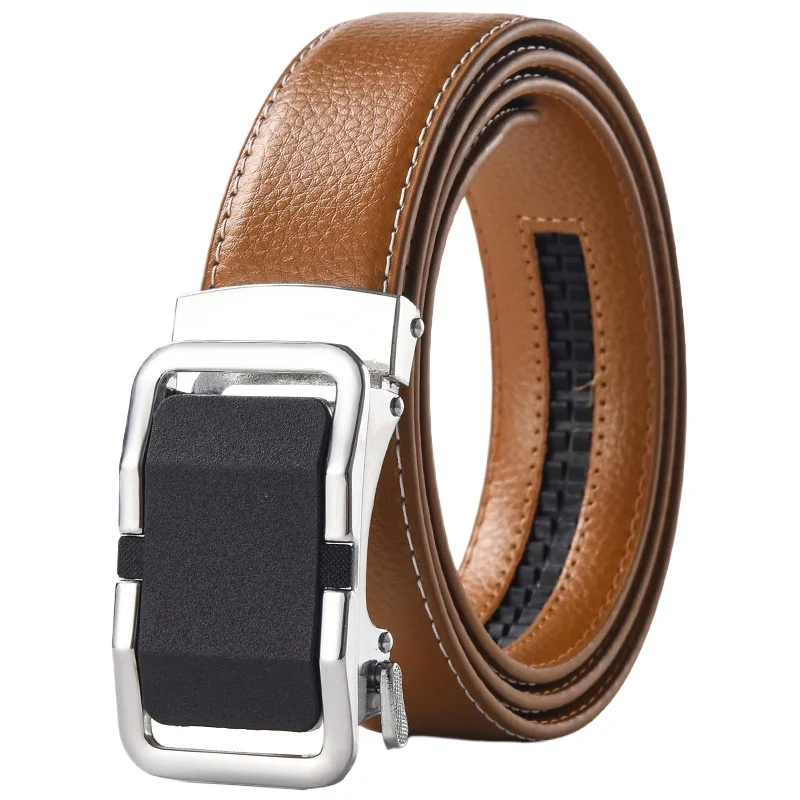 

White/Brown/blue Men Women Leather Belt Real Cow Original Genuine Leather Automatic Buckle Width Men Waist Straps for Jeans