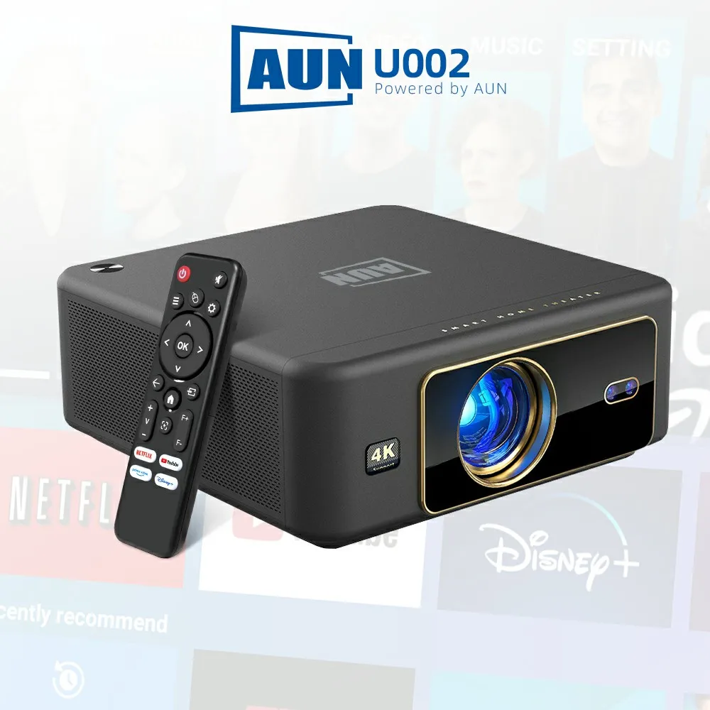 AUN U002 Android Portable Smart TV Projector 1380 Real ANSI Lumens Full HD Home Cinema 4K Movie Playback 1080P Video Projection Auto Electric Focus 3D Laser MINI Theater HDR HDMI Bluetooth Speaker IPX5 Sealed Optical Engine