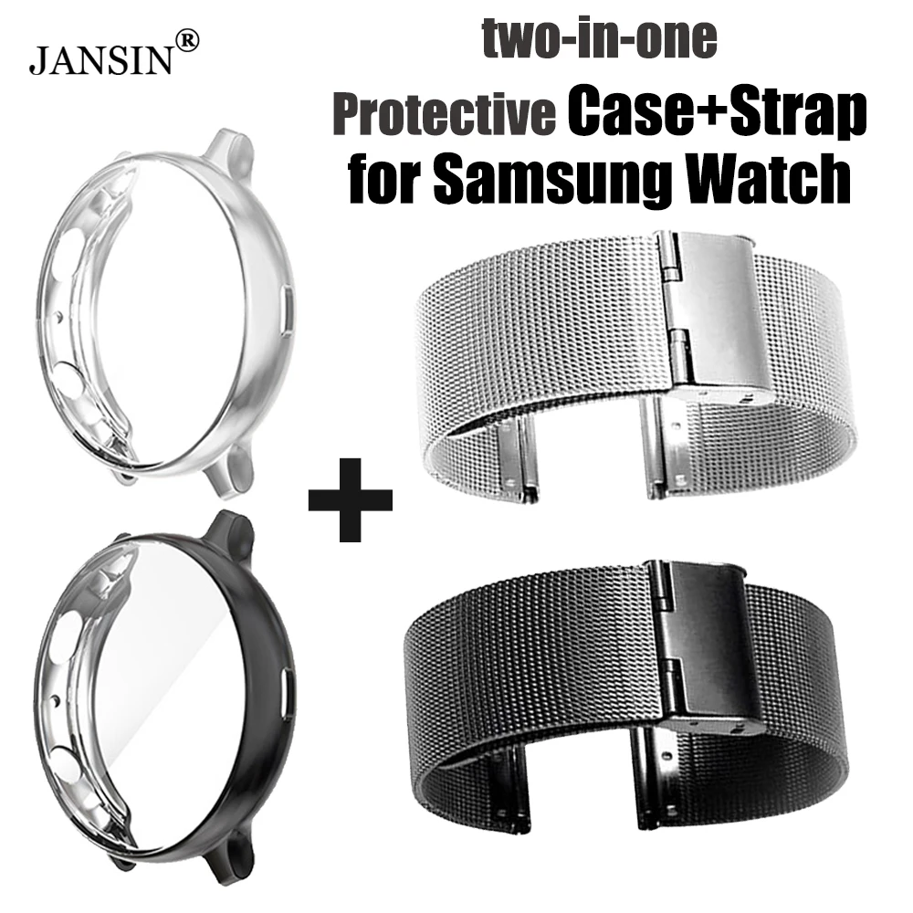 

2-in-1 Strap and Protective Case for Samsung Galaxy Watch 5 4 Active 2 40mm 44mm Band 20mm 22mm Shell Protector Cover WatchBand