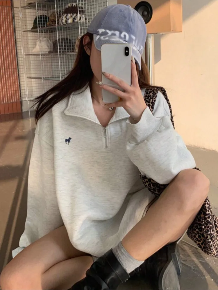 Felpa autunnale da donna felpe da donna larghe casual stile coreano felpe da donna a maniche lunghe moda top