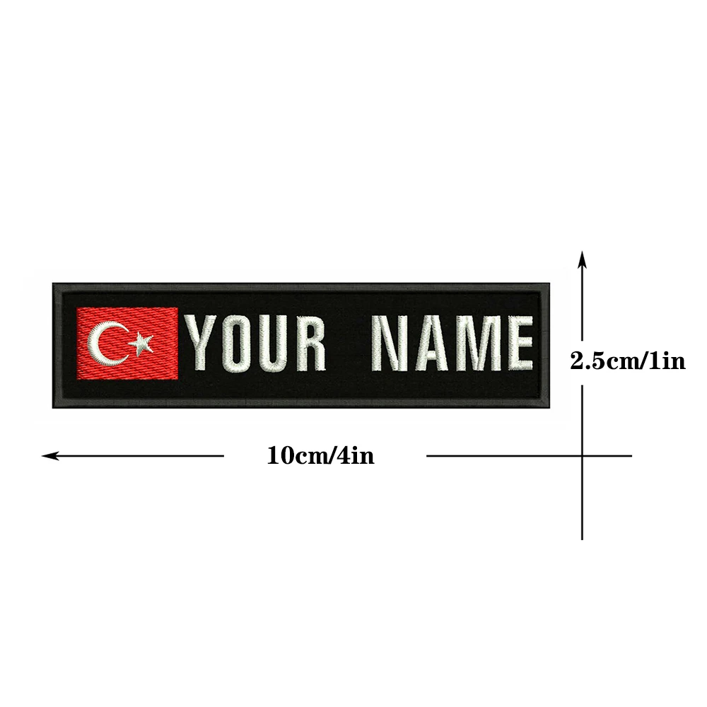 Turkish Flag Turkey 10X2.5cm Embroidery Custom Name Text Patch Stripes Badge Iron On Or Patches