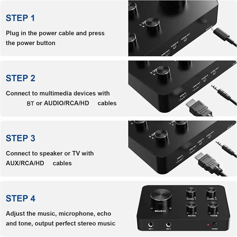 Smart TV Wireless Microphone Karaoke Mixer System HD Video Tone Echo Karaoke Mixer AUX BT Home KTV Sing Sound Bar Karaoke Mixer