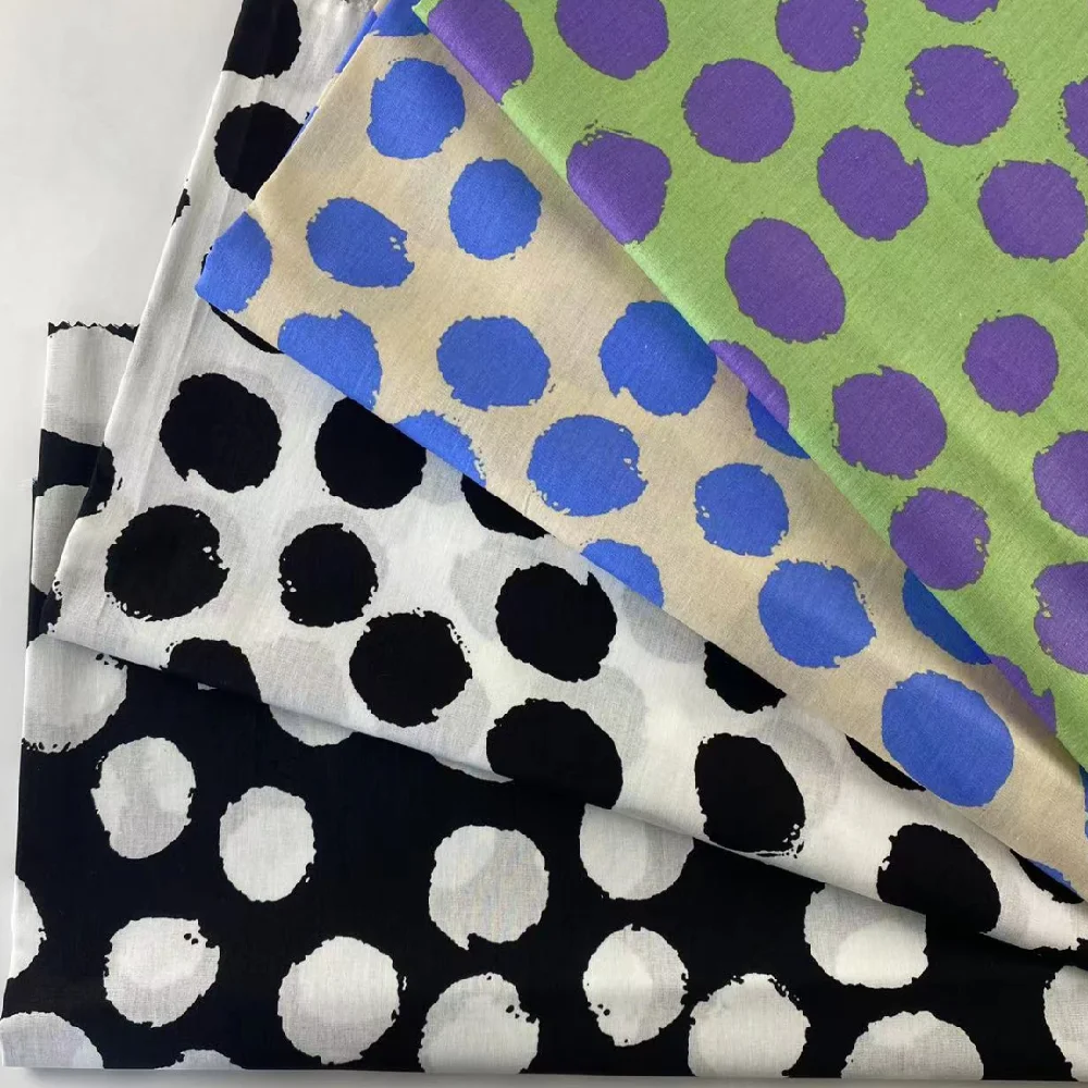 Popular Modern Vintage Dots Printed Polka 100% Natural Cotton Fabric for Girl Lovely Journey Dress Clothes