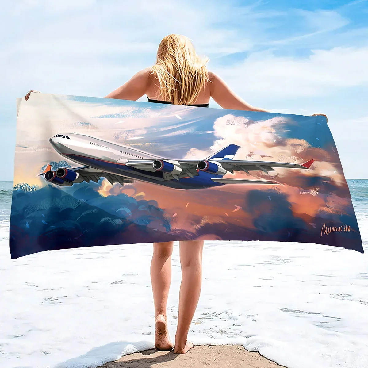 تحلق طائرة منشفة الشاطئ حساسة ستوكات الاطفال الفتيان منشفة استحمام في الهواء الطلق شاطئ البحر بطانية ناعمة غرفة المعيشة ديكور المنزل السباحة #1