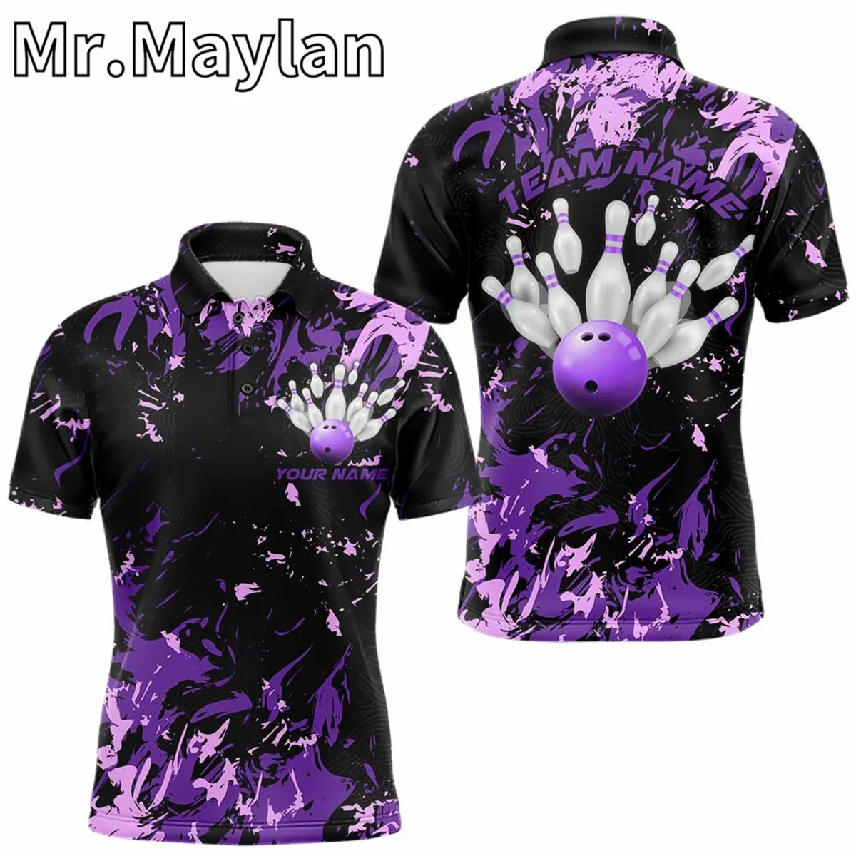 3D черные, фиолетовые и розовые рубашки поло команды боулинга на заказ для женщин и мужчин, трикотажные изделия для боулинга с мячом и булавкой, подарок для любителей боулинга 3D черные, фиолетовые и розовые рубашки поло команды боулинга на заказ для женщин и мужчин, трикотажные изделия для боулинга с мячом и булавкой, подарок для любителей боулинга