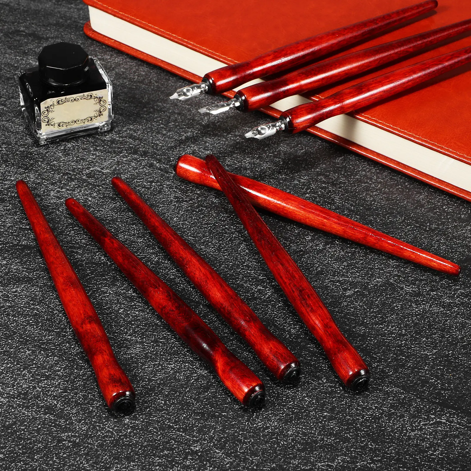 12Pcs Red Wood Pen Holders Multipurpose Comic Calligraphy Drawing Dip Pen Nib Holder Supplies Dip Pens for Drawing