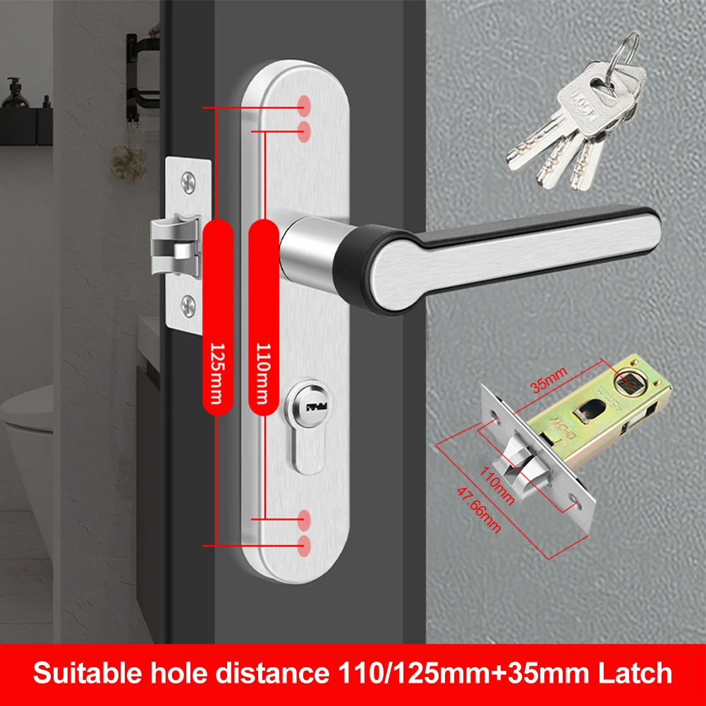 Adjustable Handle Lock Bathroom Lock Home Security Enhanced Security Versatile Use For Bathroom Door 35mm To 45mm Thickness