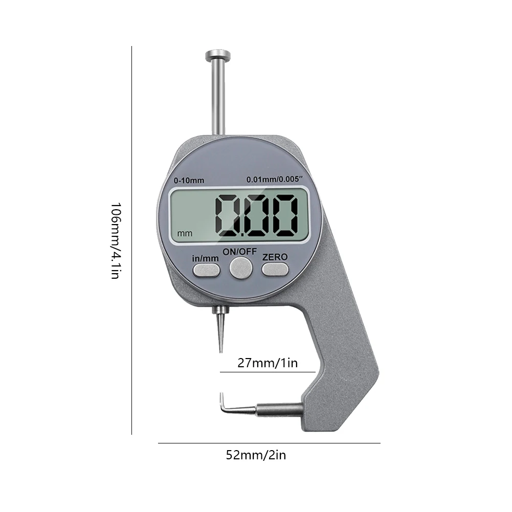 Elektroniczny cyfrowy miernik grubości Dodatkowa bateria 0-10 mm Mikrometr Narzędzie pomiarowe Konwersja miernika grubości tkaniny