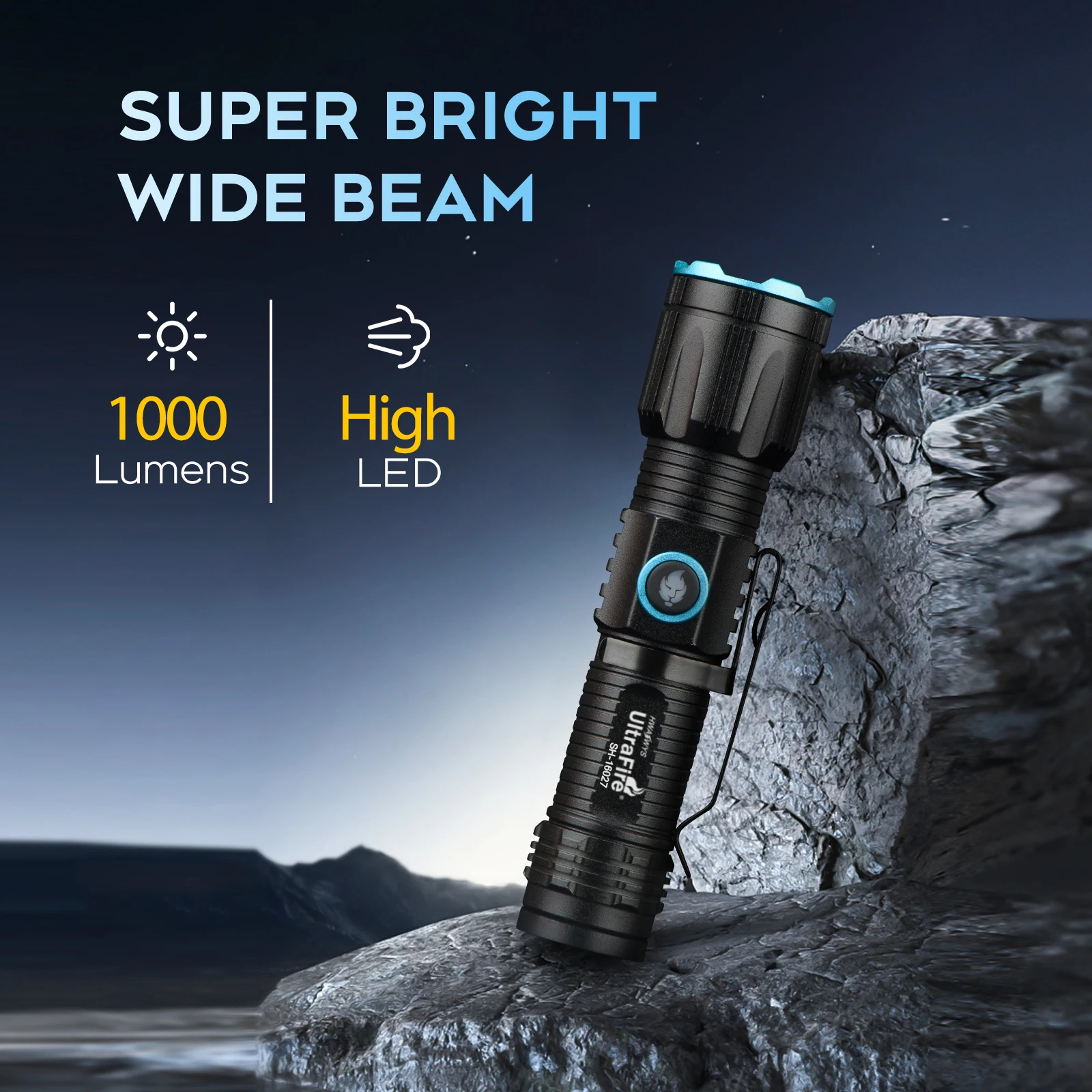 UltraFire SH-16027 EDC USB Rechargeable LED Flashlight 1000LM TypeC 16340 Portable Pocket Torch Mini Work Light with Magnet Tail