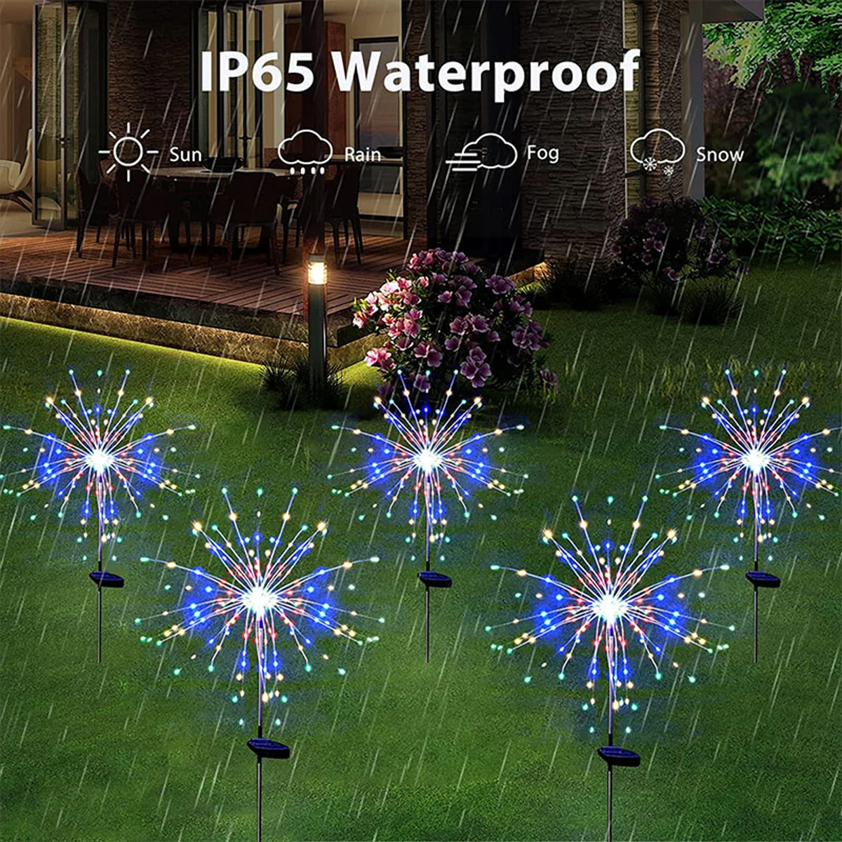 Imagem -04 - Super Bright Solar Fireworks Lights 420led Modo de Iluminação Luz Solar Led ao ar Livre 300 200 60led Lâmpada de Gramado Decoração do Jardim