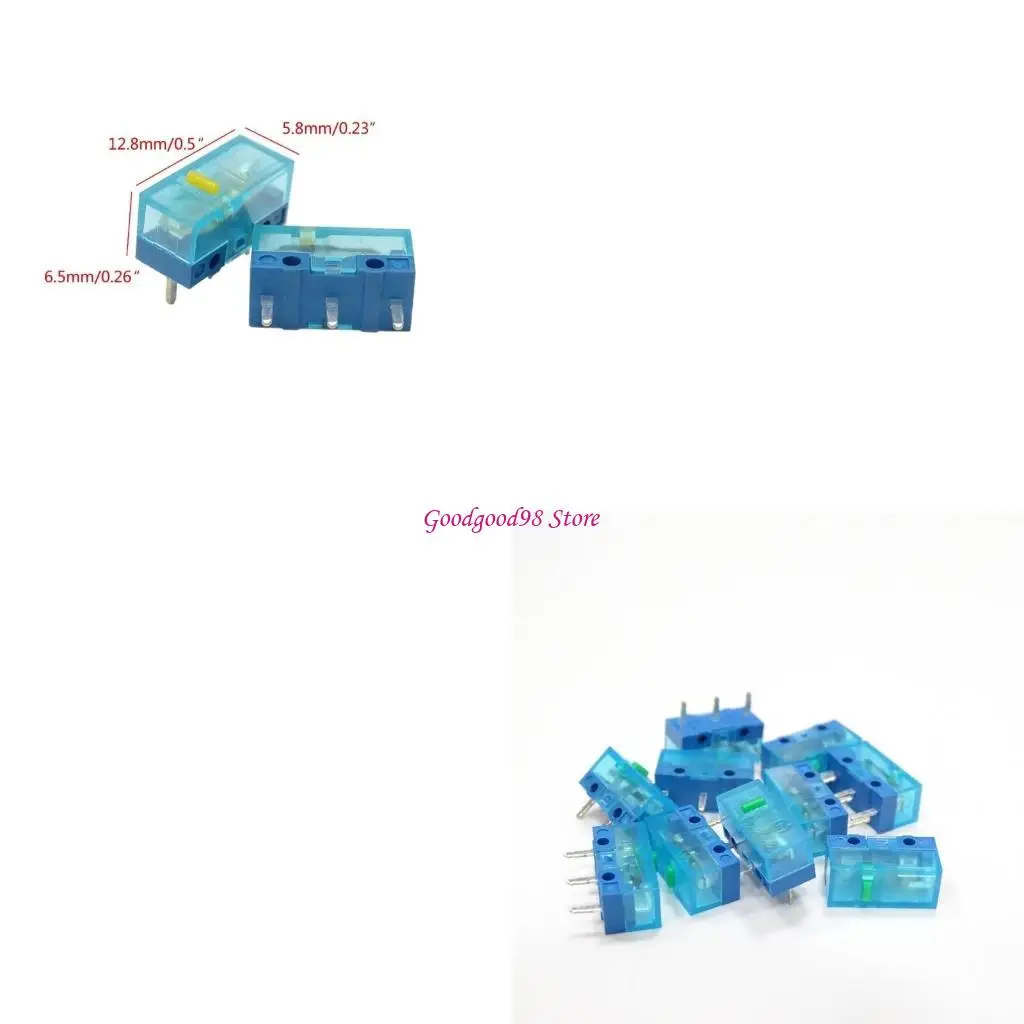 

Subminiature HUANO Blue Shell Mouse Micro Switch Gold Alloy Contacts 0.74N