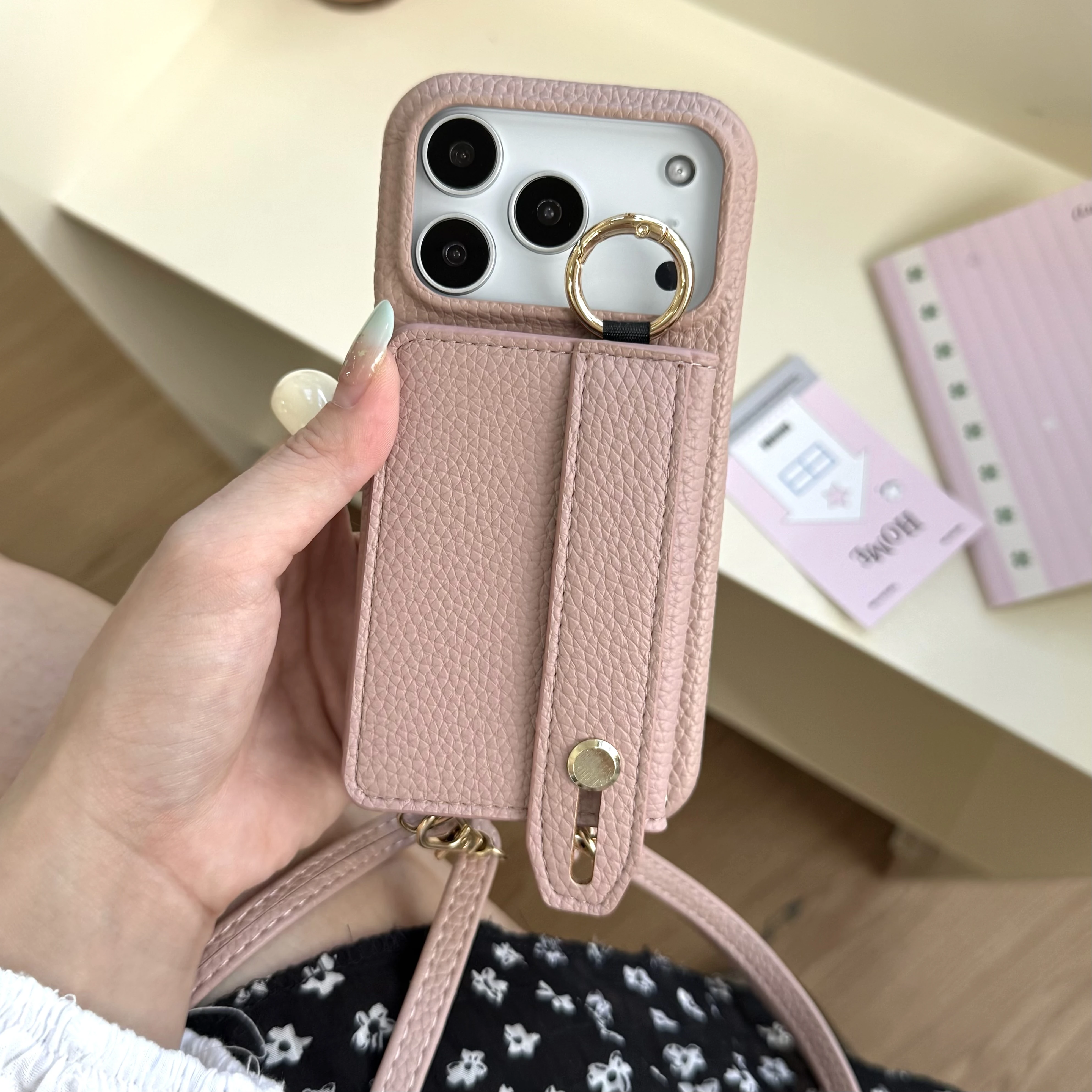 

Wrist Strap Crossbody Ring Holder Magnetic Wallet Leather Case For iPhone 17 Pro Max 16 Plus 14 13 12 11 Long Lanyard Bag Cover