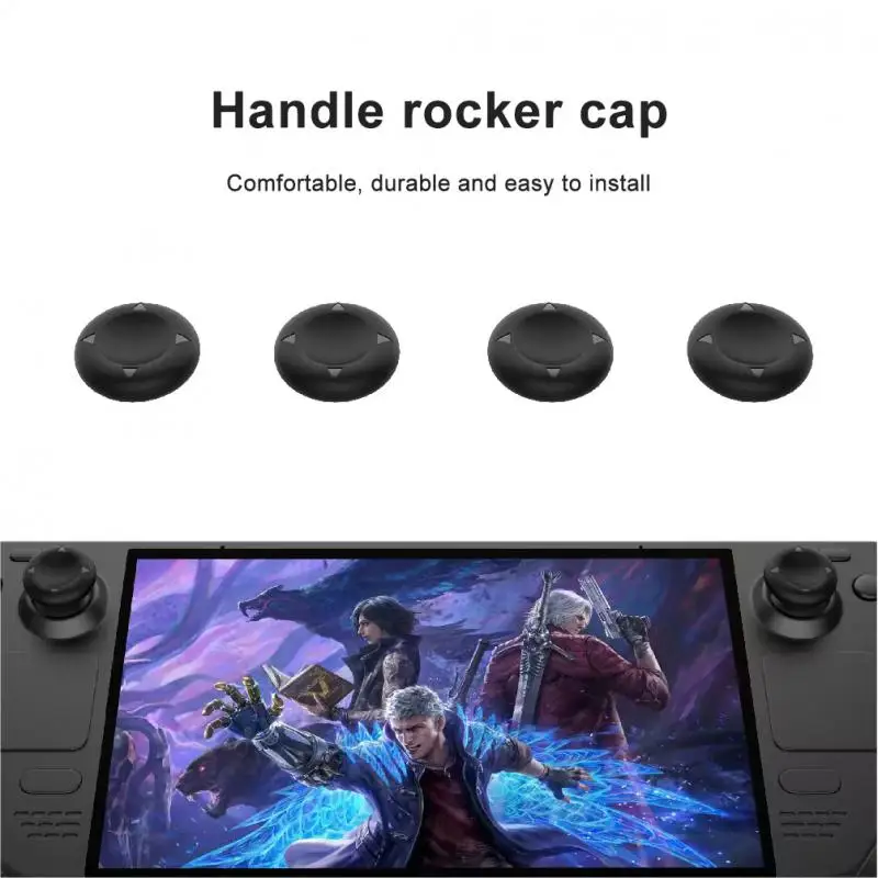 

For Steam Deck Gaming Comfortable Feel Host Protection Set Dust Plug + Button Trackpad Sticker + Silicone Rocker Cap Set