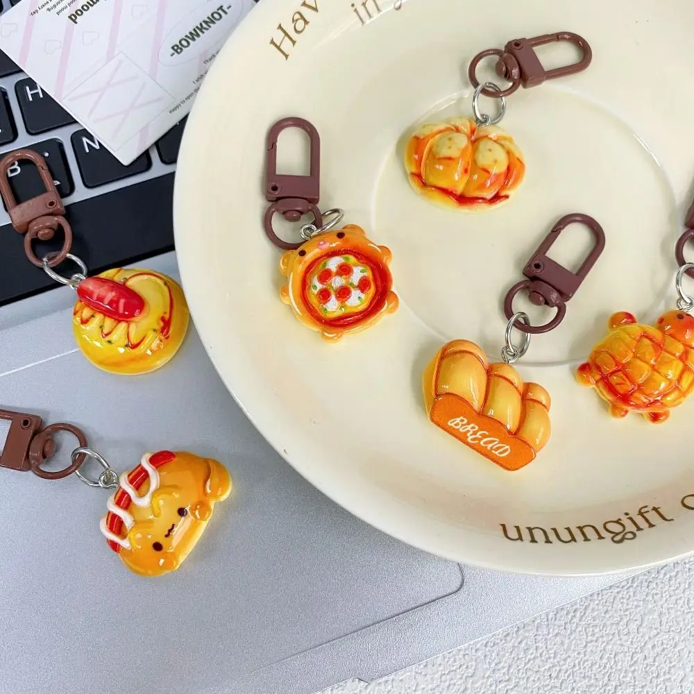 Creative Turtle Baking Bread Keychain Acrylic Trinket Cartoon Pendant Key Ring Korean Style Women