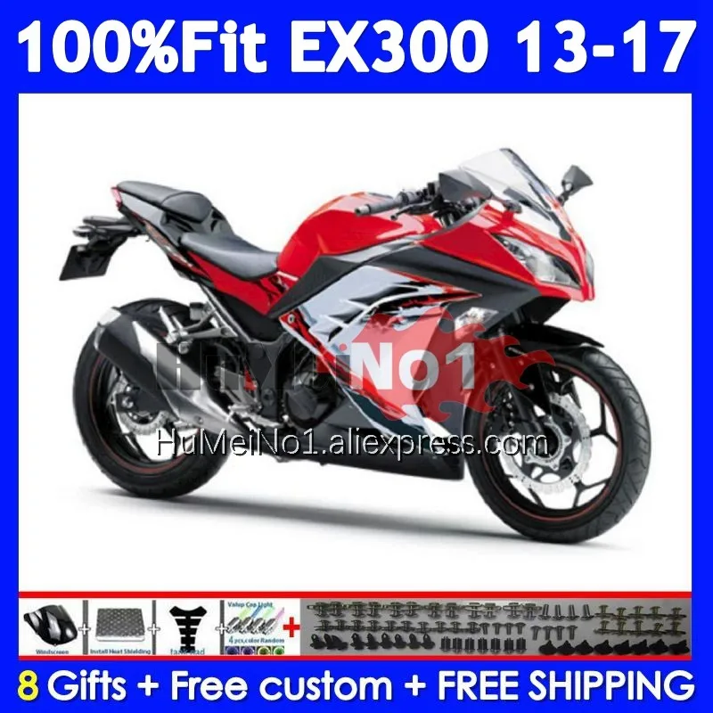 Fairing For KAWASAKI NINJA ZX3R EX 300 R 300R CC Red black 2013 2014 2015 2016 2017 234No.24 EX300R EX300 13 14 15 16 17 Body