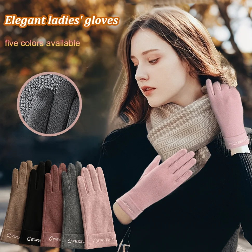 Thermo-Winterhandschuhe für Damen, Kälteschutz, Vollfinger-Laufhandschuhe, Touchscreen-Handschuhe, Outdoor, Radfahren, dicker Wollhandschuh