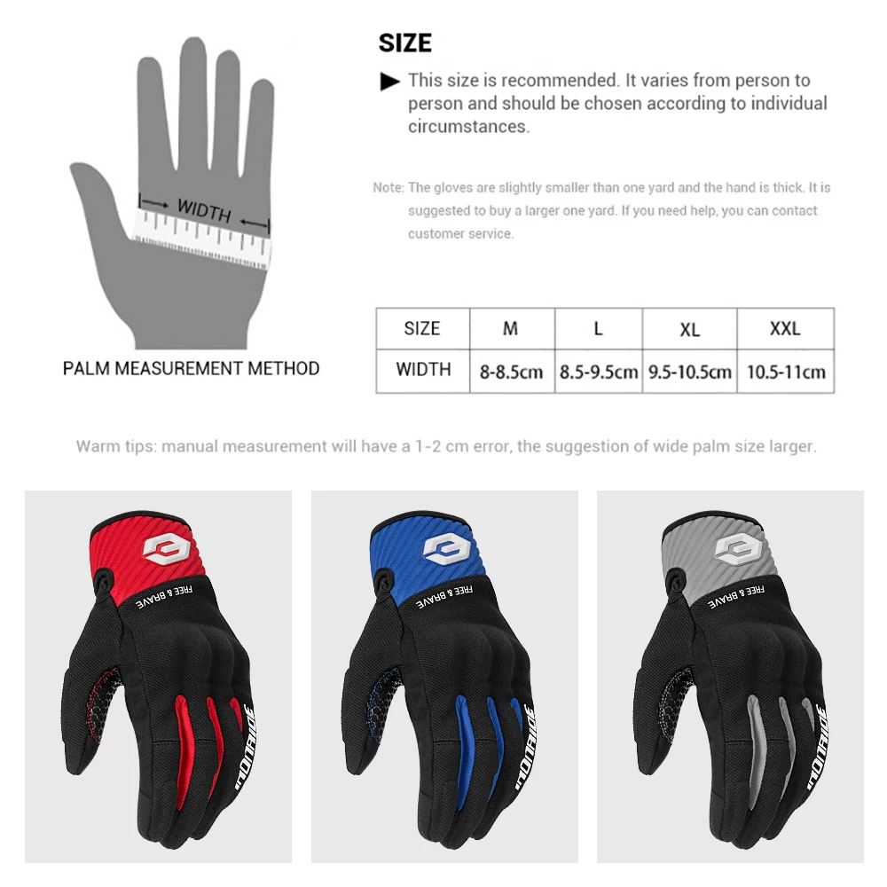 Rękawiczki motocyklowe Oddychające rękawice motocyklowe Pełne palce ochronne z ekranem dotykowym Guantes Racing Moto Motocross Outdoor Sports Gloves