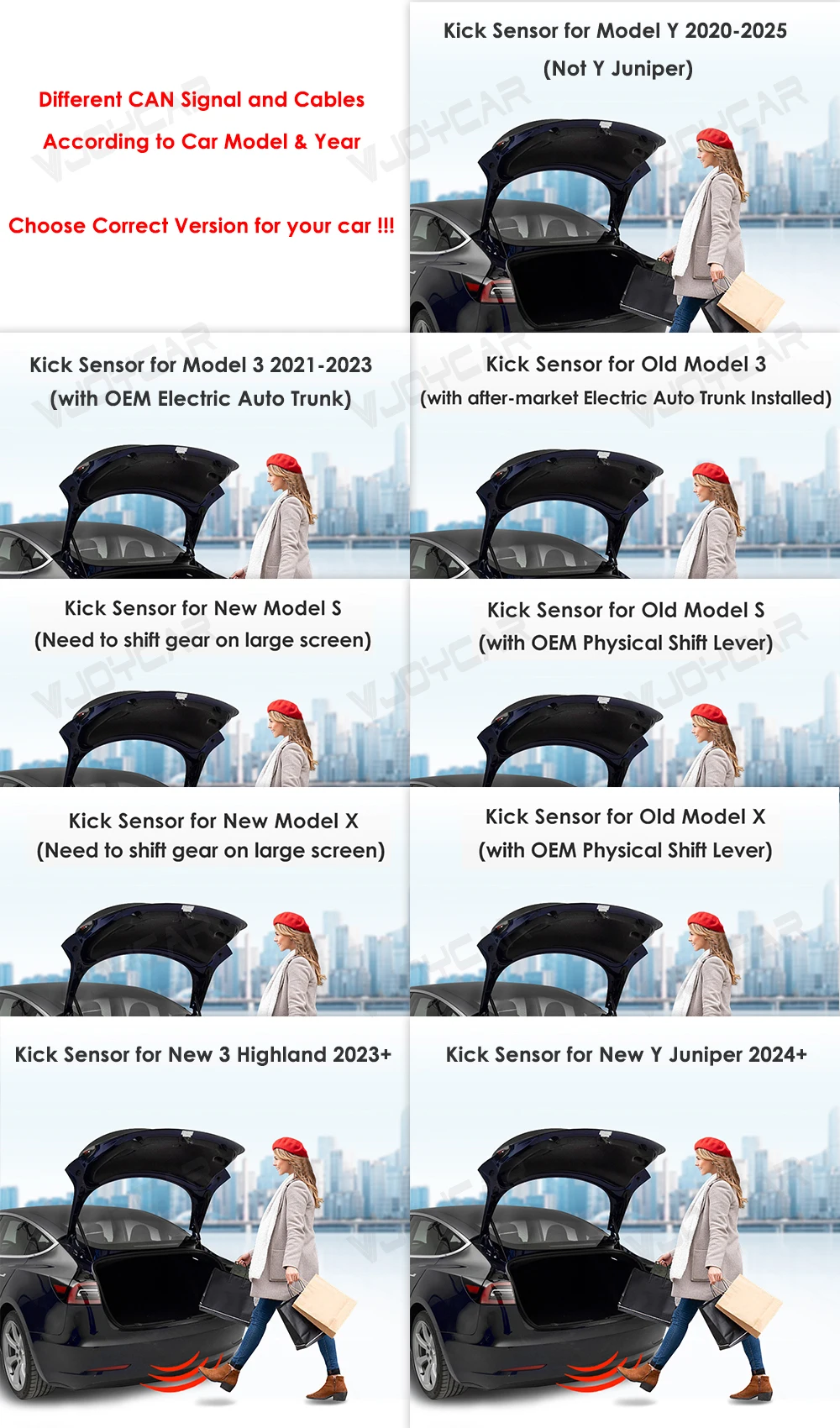 VJOYCAR Foot Sensor Electric Tailgate Trunk Opener New Y Juniper Model 3 Highland Kick Sensor For Tesla Model 3 Y X S All Range
