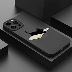 Simple Cat Pattern Phone Case For iPhone 11 12 13 14 Pro Max XS XR X 7 8 Plus SE 2020 Mini Shockproof Matte Soft Silicone Cover