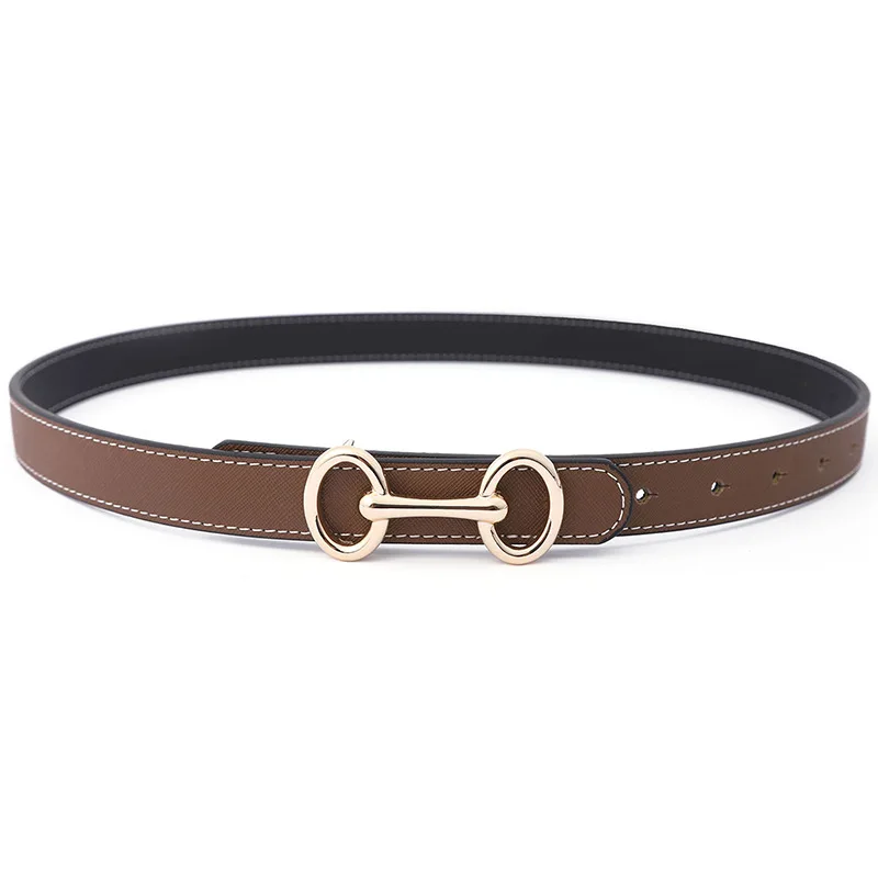 2022 New Double-sided Available Ladies Belt Fashion All-match Leather Belt Jeans Ins Wind Decoration Trend Cowhide Belt