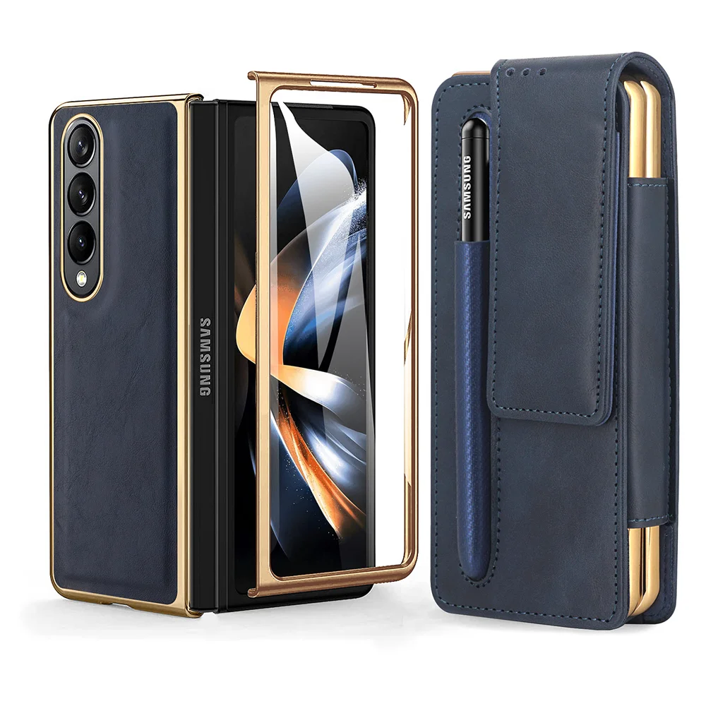 

Кожаный чехол 2 в 1 для Samsung Galaxy Z Fold 5 4 3 Fold4 Fold5, чехол для телефона в стиле ретро с держателем для ручки, зажимом для ремня, кобура (без ручки)