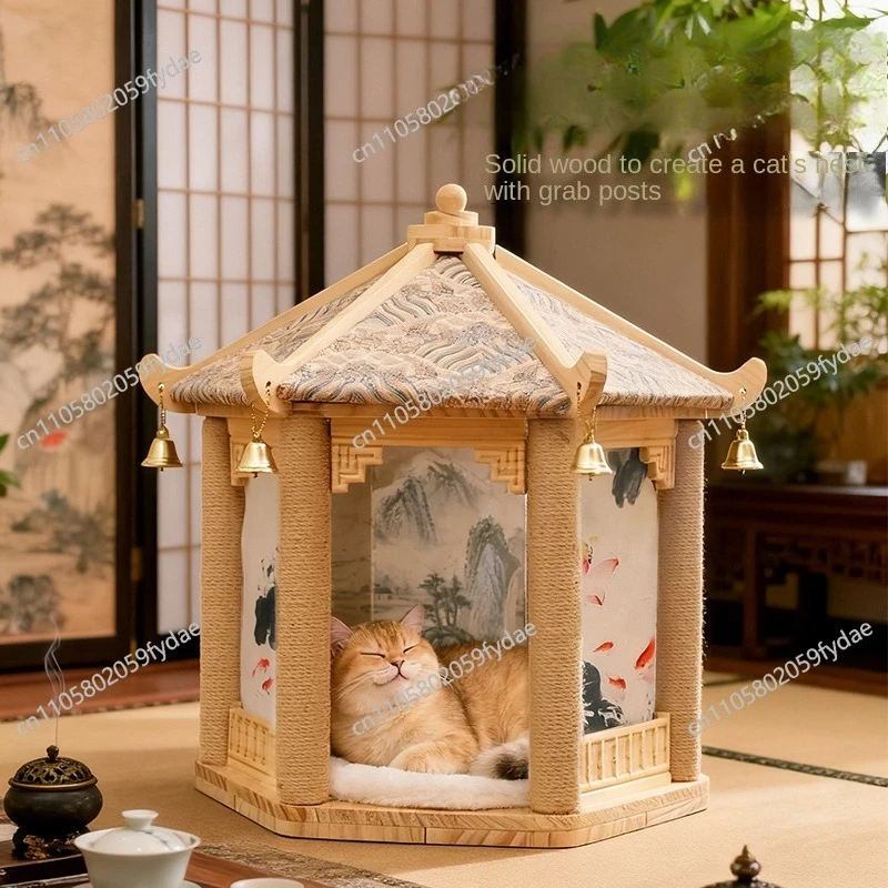 Cat Climbing Frame Nest Integrated Hemp Rope Column Scratch-proof Four Seasons