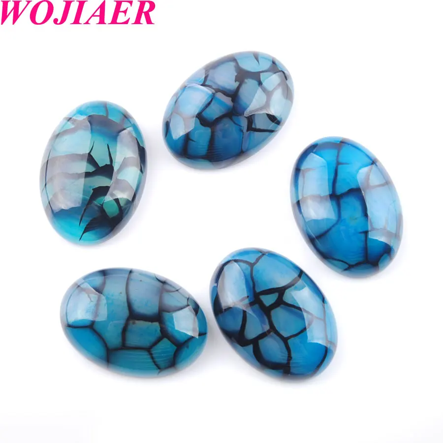 Natural Gemstone Oval Charme para Jóias, Cabochon Beads, Acessórios Anel, Sem Buraco, Dragão Ágata, 18x25x7mm, BU806, 5Pcs por Lote