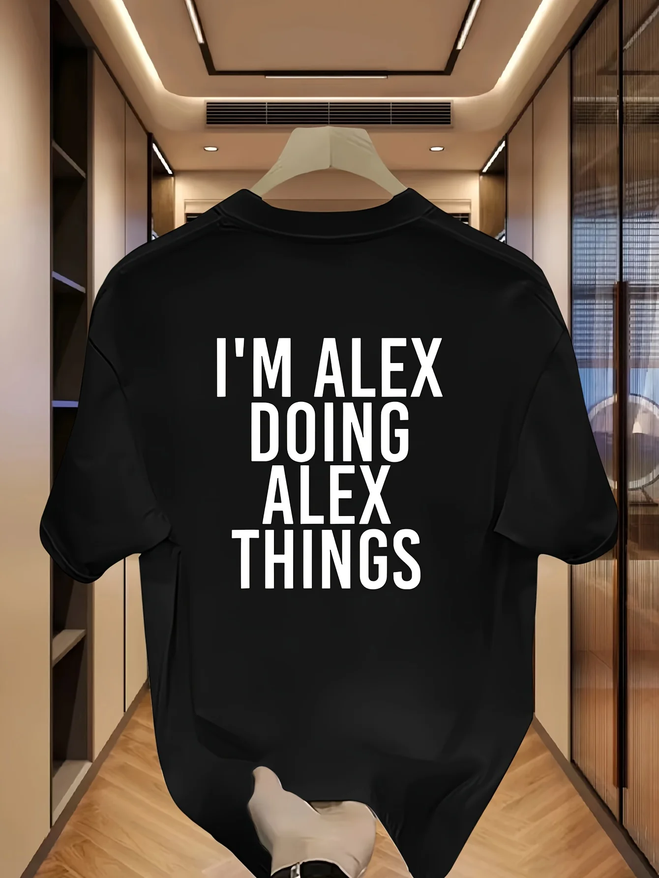 Funny Men's Black Graphic T-Shirt Alex Name Bold Letter Print I'M Alex Doing Alex Things Slogan Typography Statement Design 100% Cotton Heavyweight Short Sleeve Casual Streetwear Tee