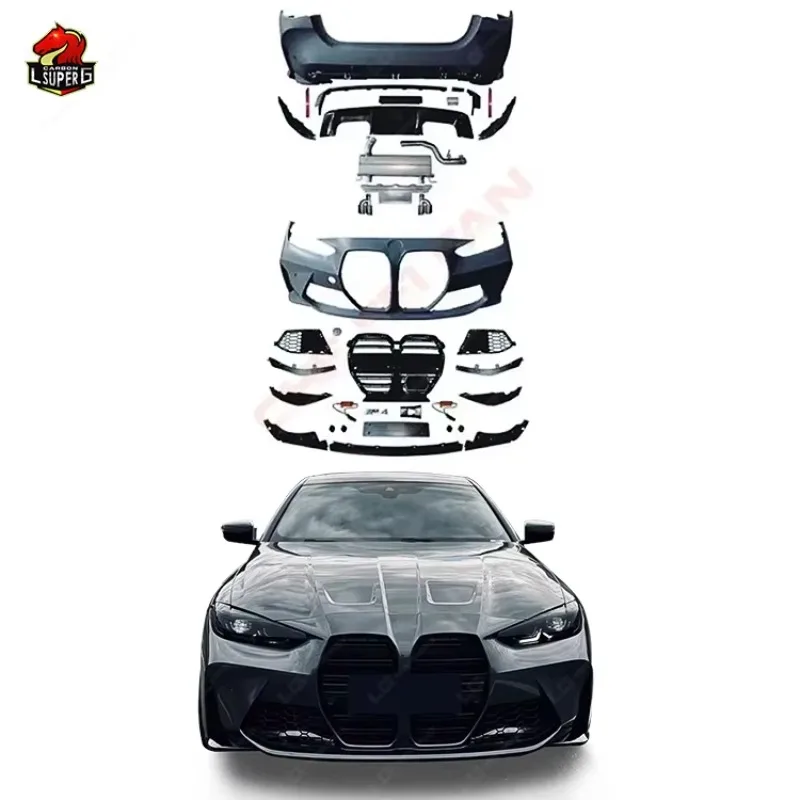 4 Series G22 Modified M4 Style Front Bumper with Grill for Bodykit  M4 Car Rear Bumper Exhaust 2020 2021 2022