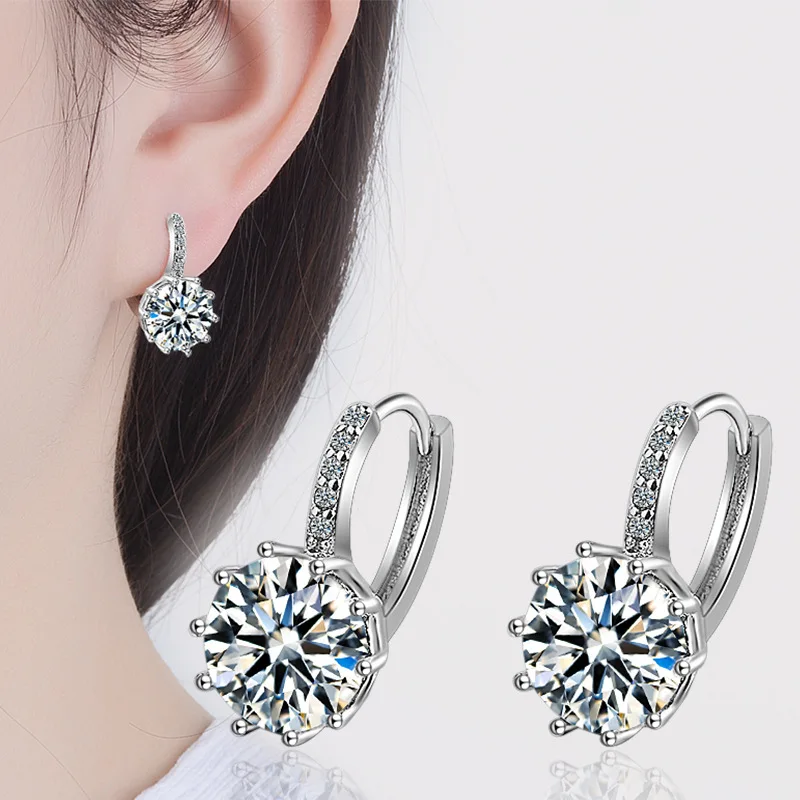 LXOEN Classic Silver Color AAA CZ Hoop Earrings for Women  Multicolor Fashion Wholesale Cheap Factory Price Wedding Party Gift