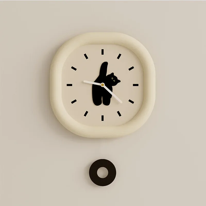 Cute Cat Wall Clock for Living Room Wall Decoration for Home Nordic Bedroom Noiseless Silent Clock Modern Home Decoration Items