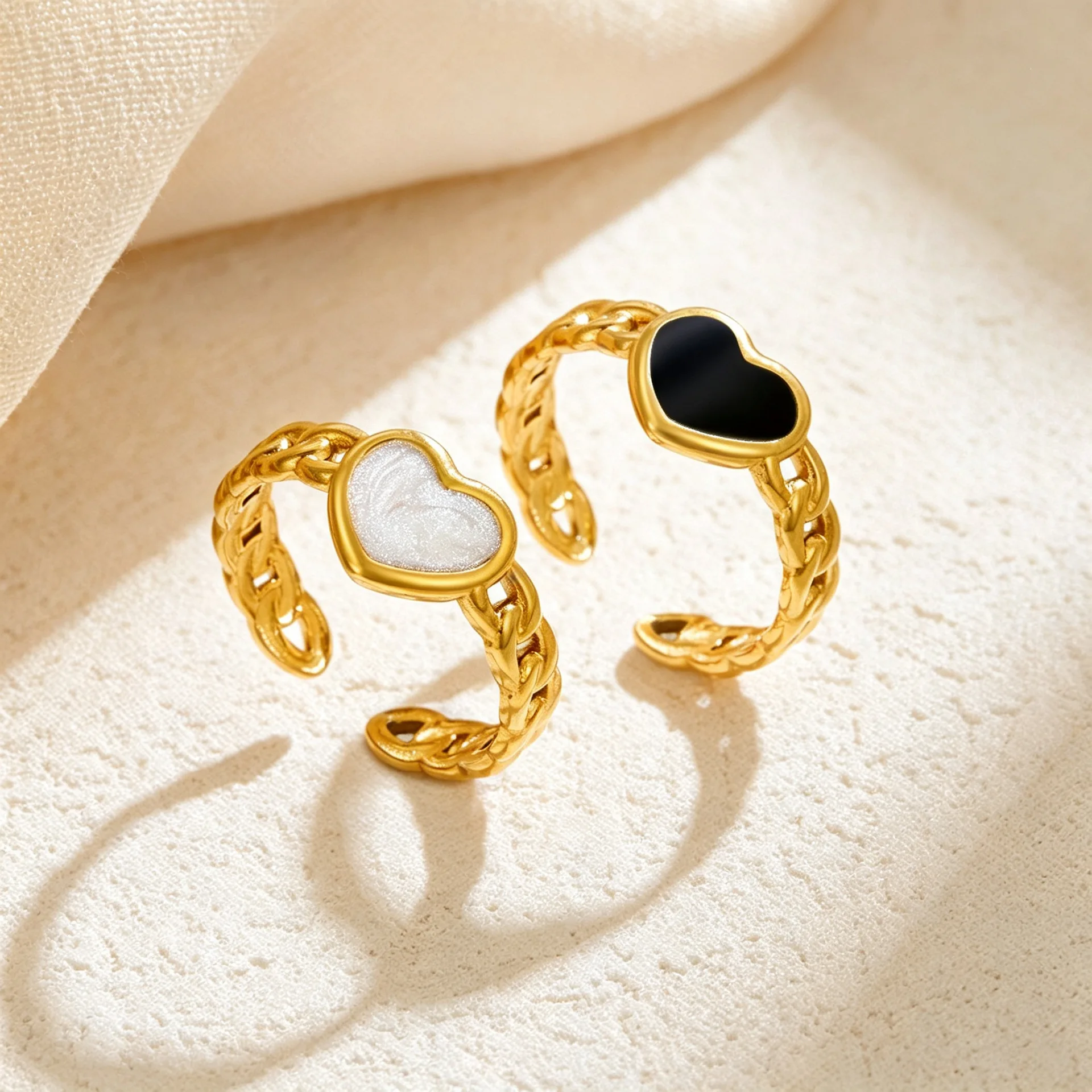 Stainless Steel Heart Rings for Women Vintage Gold Color Twist Barbed Wire Finger Ring Aesthetic Jewelry Gifts anillos mujer