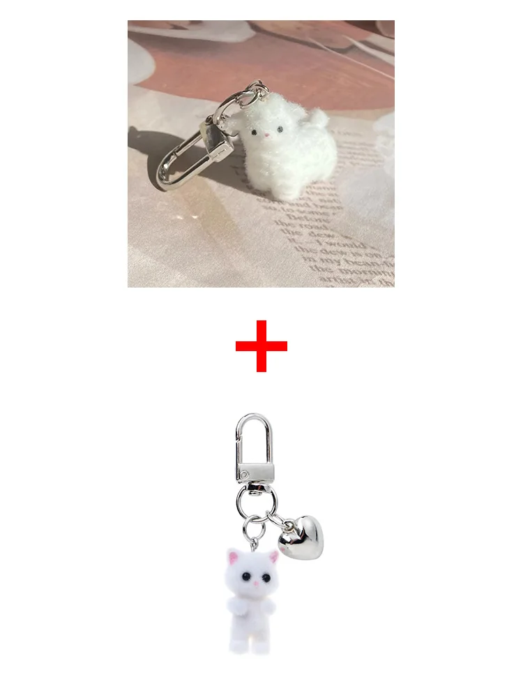 Fluffy Cute White Sheep Keychain