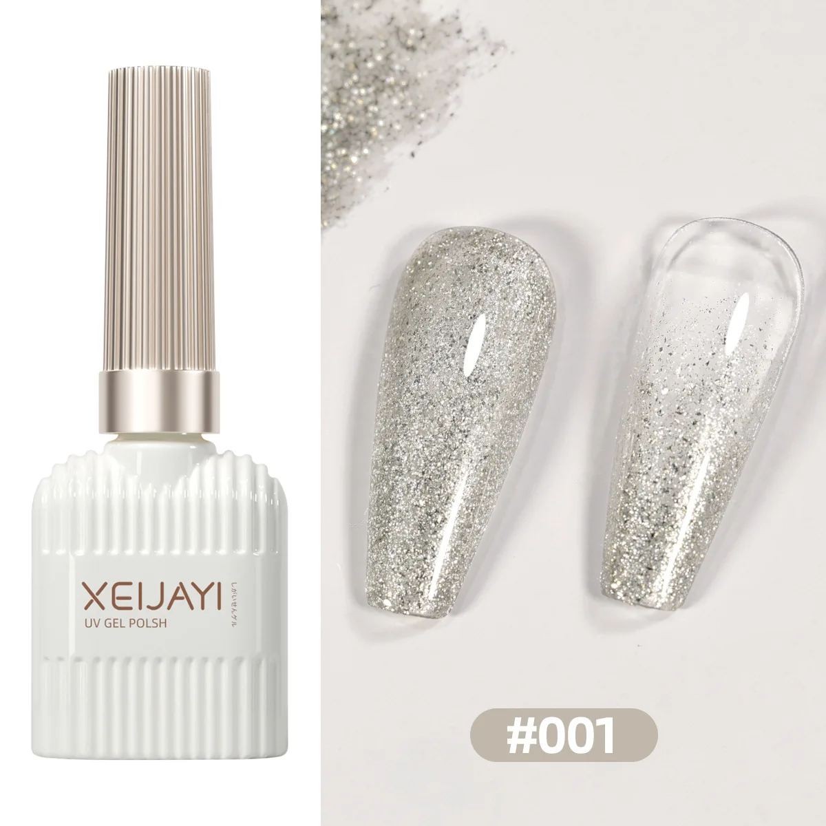 Xeijayi 15Ml Goud Glitter Gel Nagellak Doorschijnende Reflecterende Top Coat Geen Veeg Semi Permanente Uv Led Lak Manicure Goederen