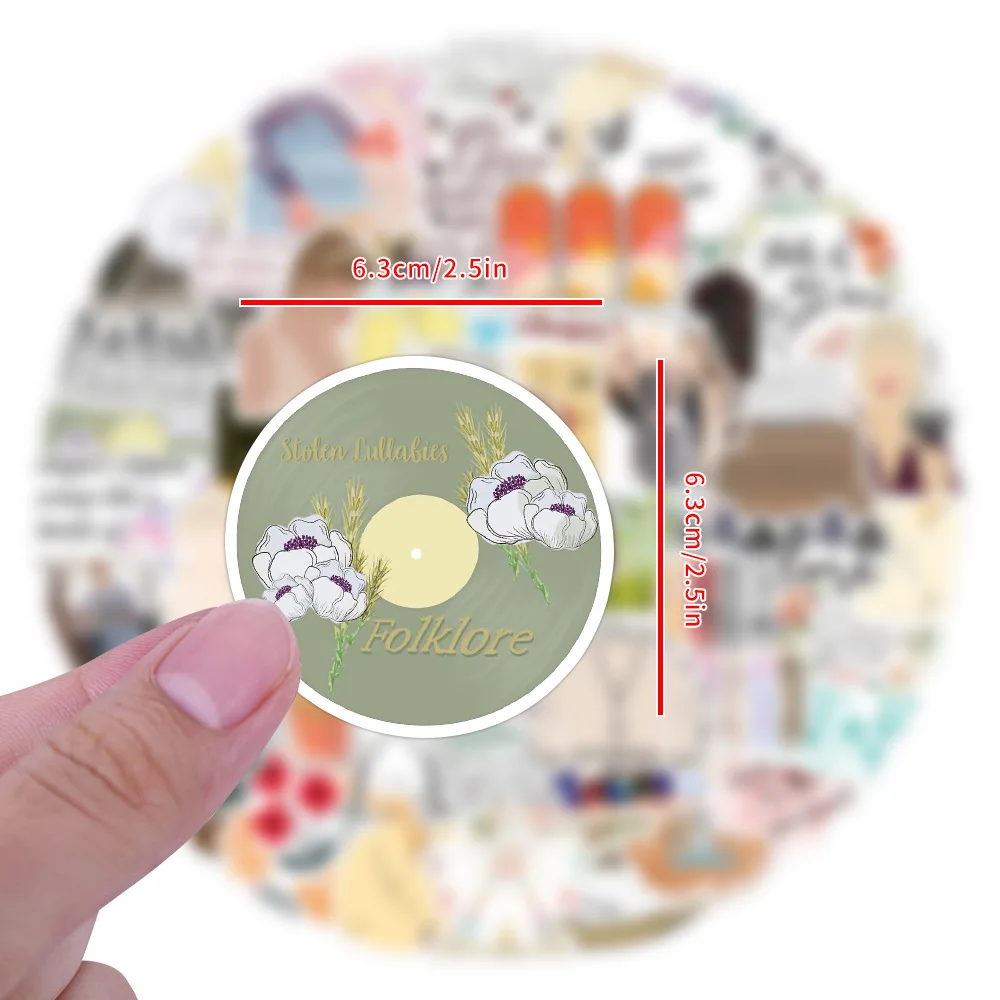 100 قطعة من ملصقات الفولكلور، ملصقات موسيقى تايلور، ملصقات تزيين ذاتية الصنع، ملصقات أكواب الماء المتنقلة