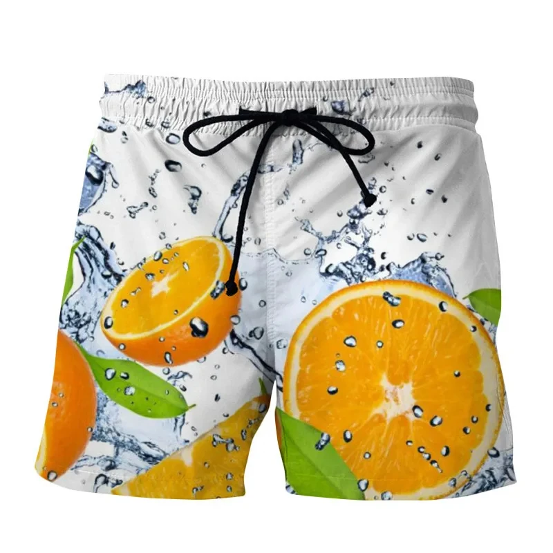 New Hot Men's Shorts Beach Casual 3D Digital Print Outdoor Men's Fashionable Fruit Pattern Beach Pants Pocket Quick-dry Shorts