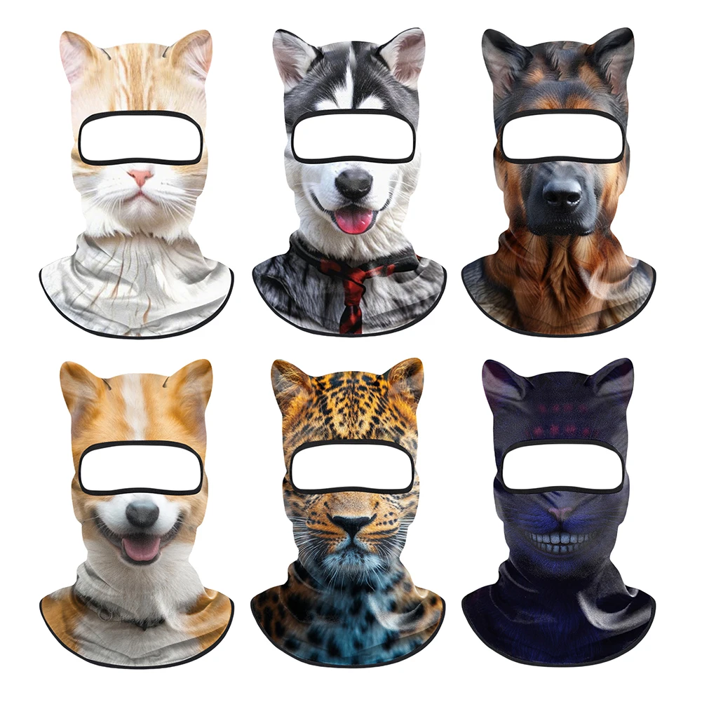 

3D Animal Balaclava Cute Animal Print Balaclava with Ears Ski Face Mask Quick-Dry Motorcycle Head Cover Cycling Headgear