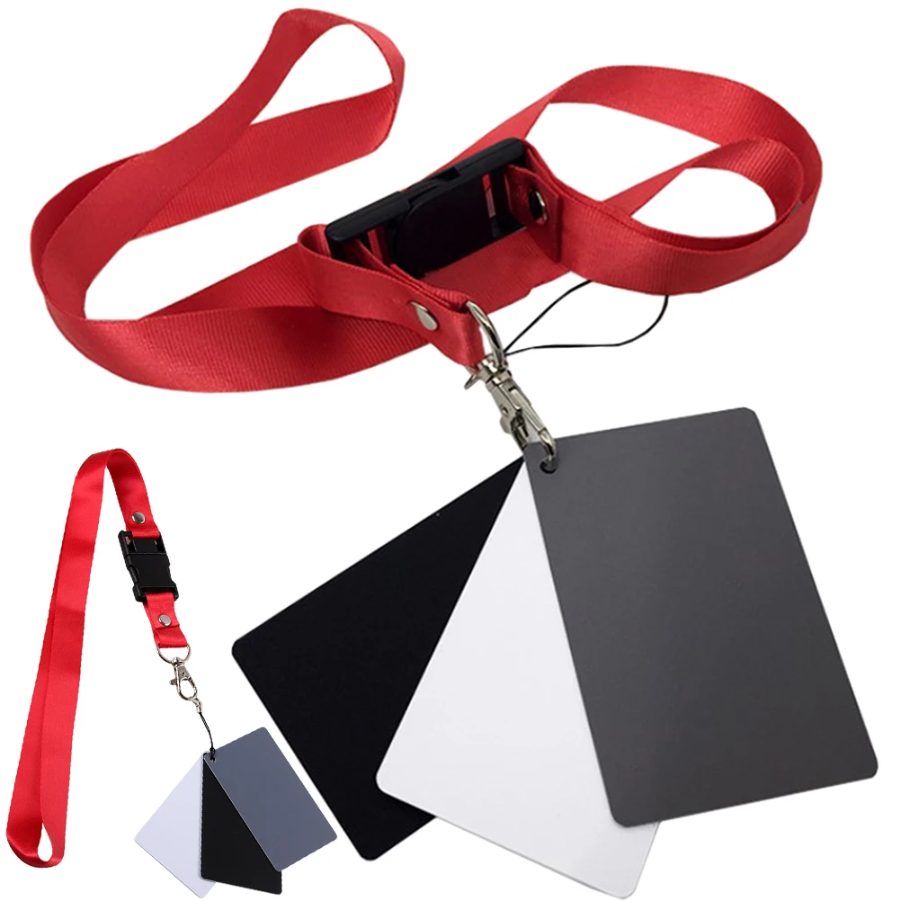 

2pcs with Strap White Balance Film Checker Exposure Video Lanyard Black White Gray Three-color Card Lightweight