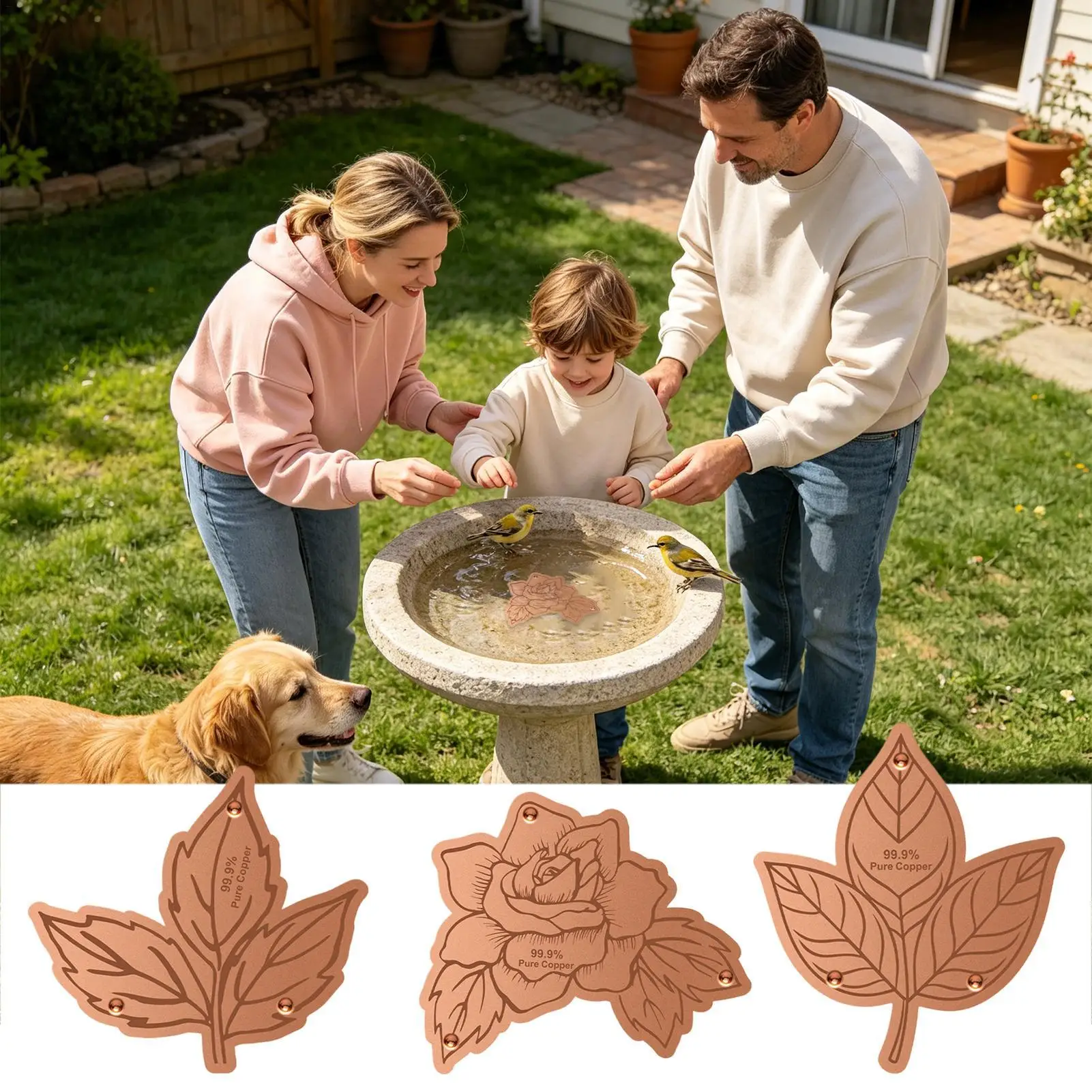 Bird Bath Copper Disk All Season Purification Plate Birdbath Cleaner Copper Water Cleaning Discs For Outdoors Backyard Porch