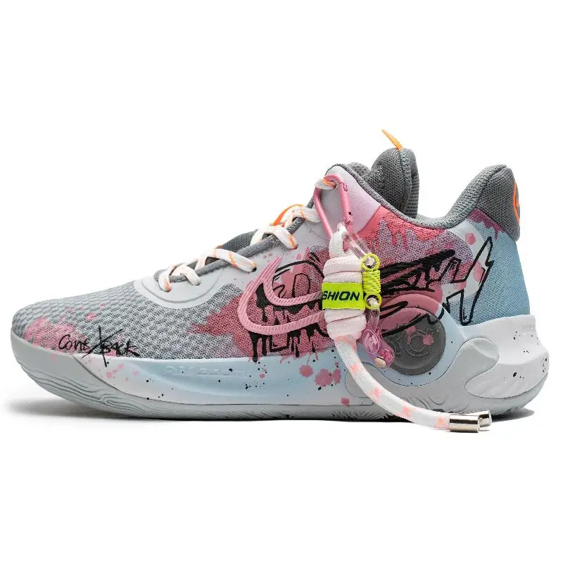 

[На заказ Graffiti Storm] Nike KD Trey 5 IX Амортизирующее покрытие Ударопрочные баскетбольные кроссовки средней высоты унисекс Синий Розовый
