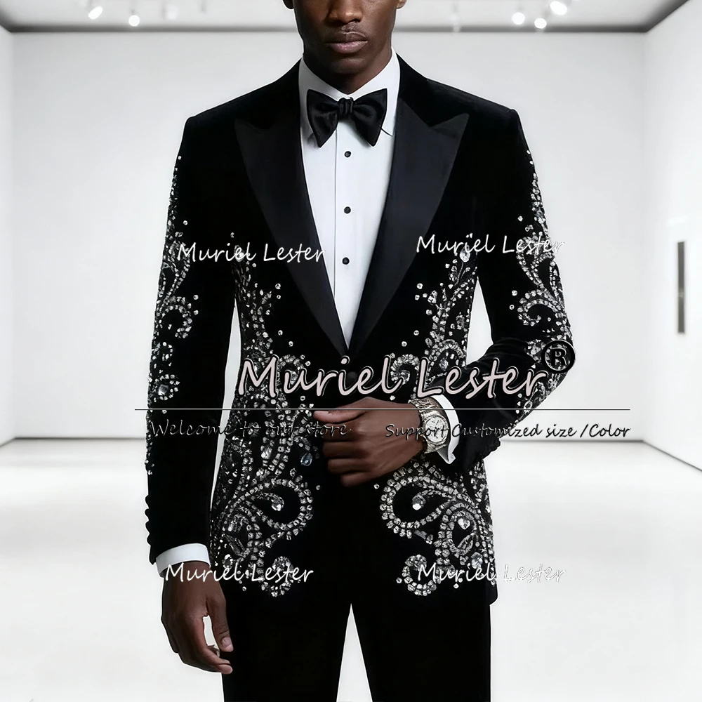 

Эксклюзивный ювелирный орнамент смокинг костюм мужской комплект из 2 предметов однобортный пиджак для выпускного вечера индивидуальная мужская модная банкетная одежда