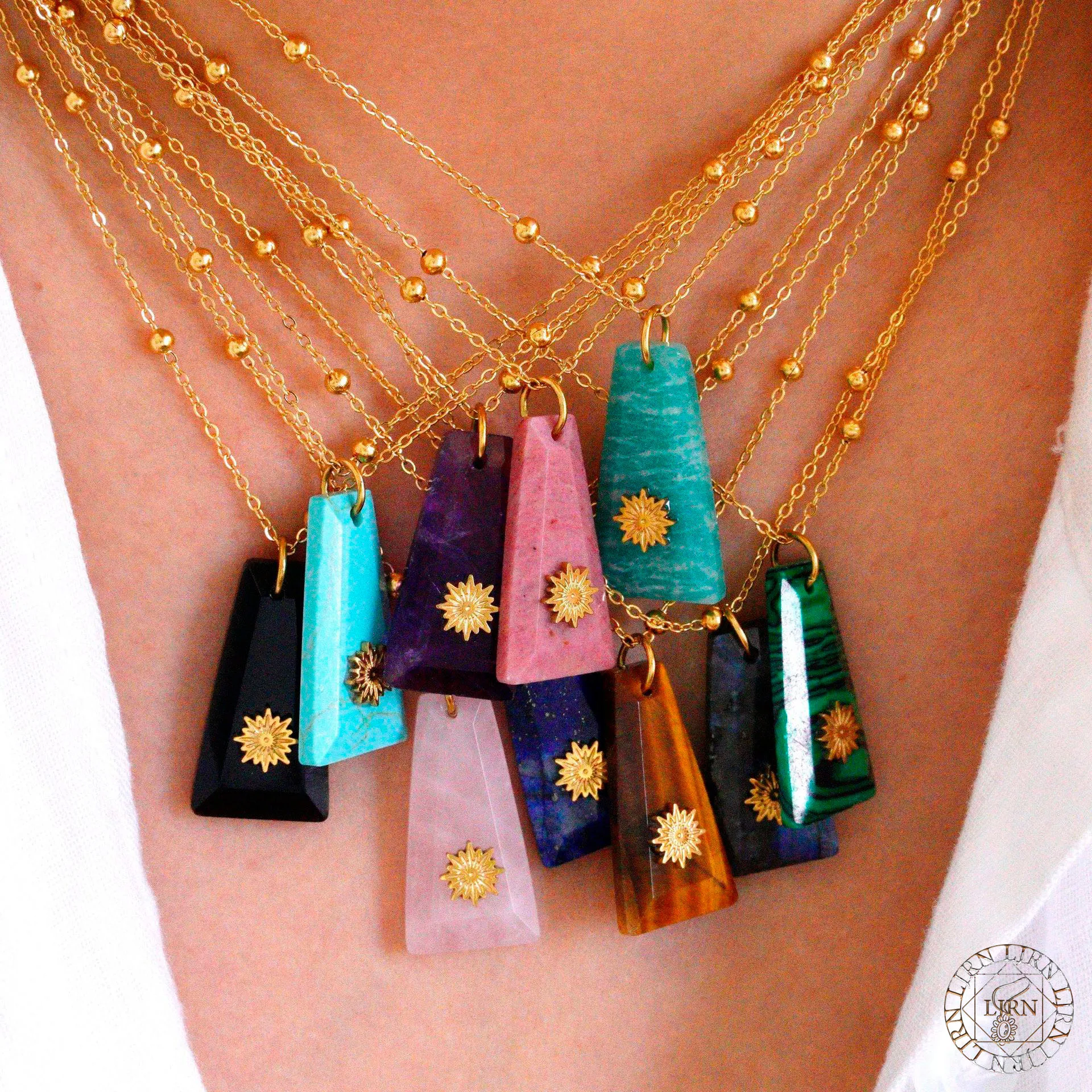 

New Pendant Necklace Natural Cylinder Stone Geometry Trendy Simple Stainless Steel Choker collar verano peces y acero