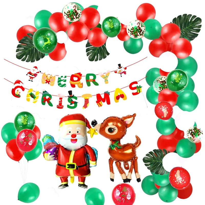 1Set Decoration Christmas Merry Christmas Balloon Set Holiday Theme Background Decoration