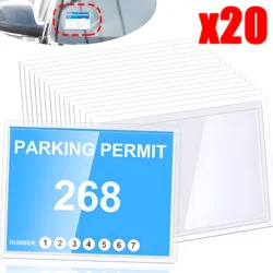 Self-adhesive Label Sticker Parking Permit Transparent Card Holder Cover For Car Windshield Home Office Desk Box Cards Case