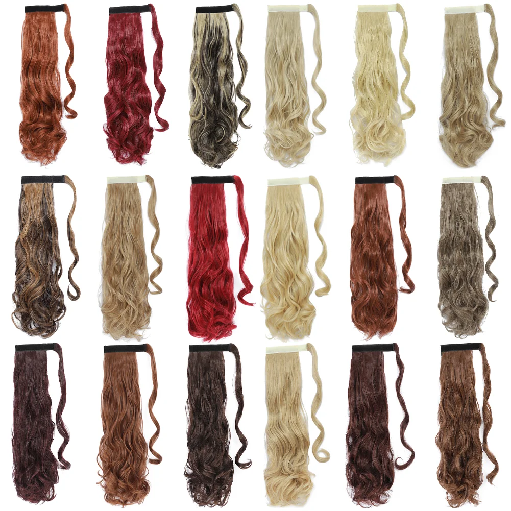 Ponytail Extension 18&24 Inch Heat Resistant Synthetic Wavy Hairpiece Wrap Around Pony Tail Hair Extensions for  Women