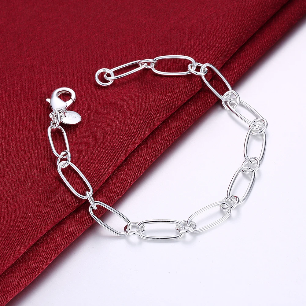 

925 Sterling silver circle chain Bracelets for woman men classic Wedding party Christmas Gifts fashion fine Jewelry 20cm 8inch