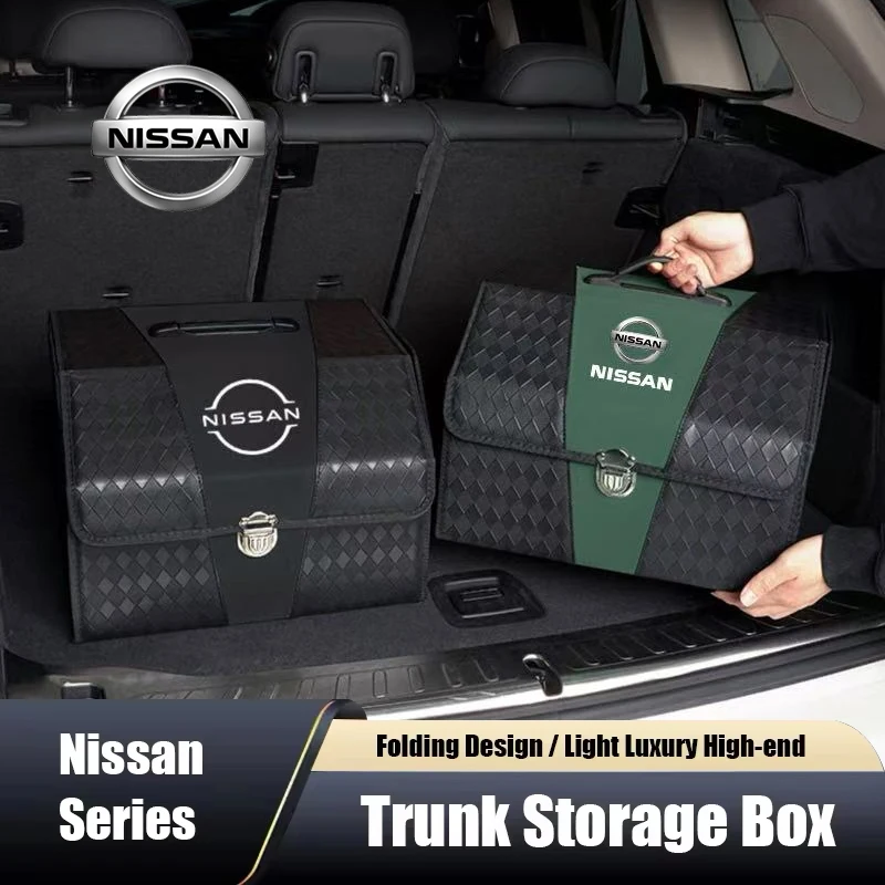 نيسان صندوق تخزين جلدي لصندوق السيارة قابل للطي منظم تلقائي حقيبة لنيسان قاشقاي جوك بولسار سينترا ألتيما باترول ميكرا روجو